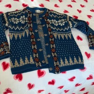 Women's Blue Patterned Sweater